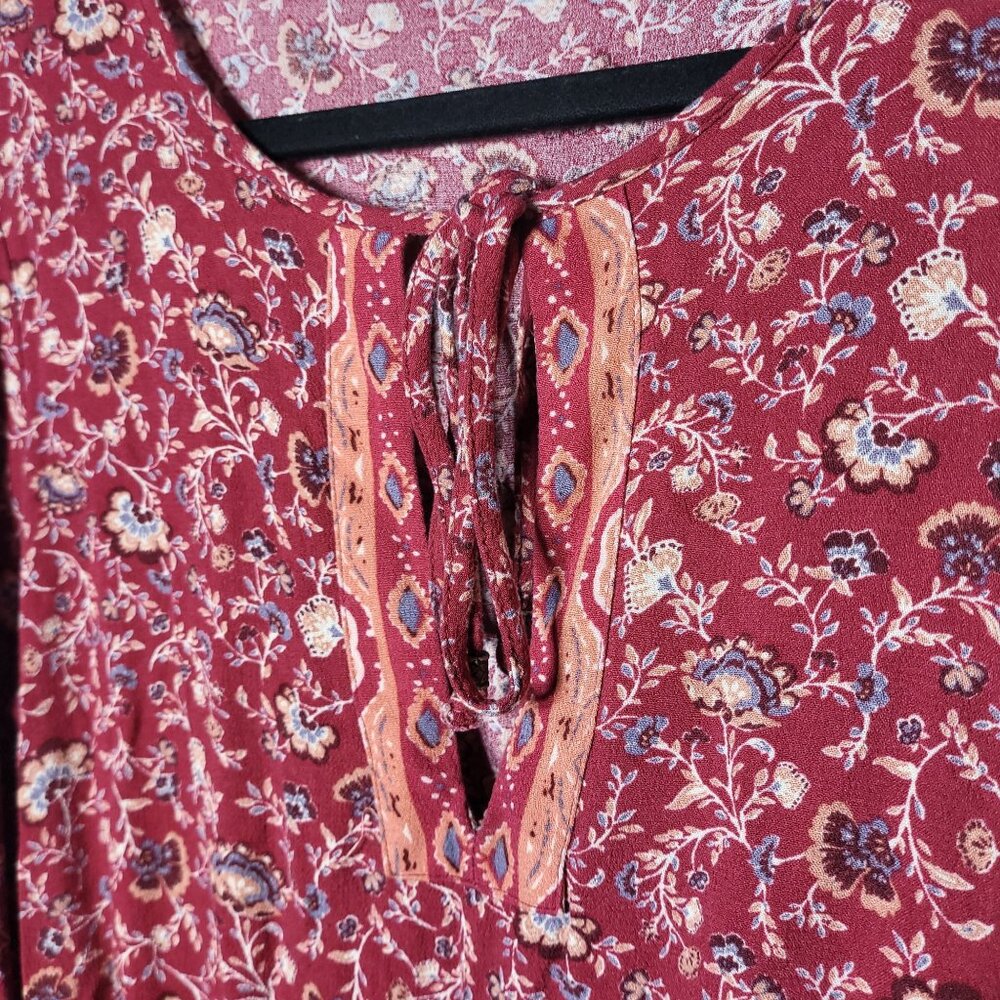 American Eagle Womens Floral Paisley Long Sleeve Mini Dress Size Small Boho Date - Picture 9 of 12